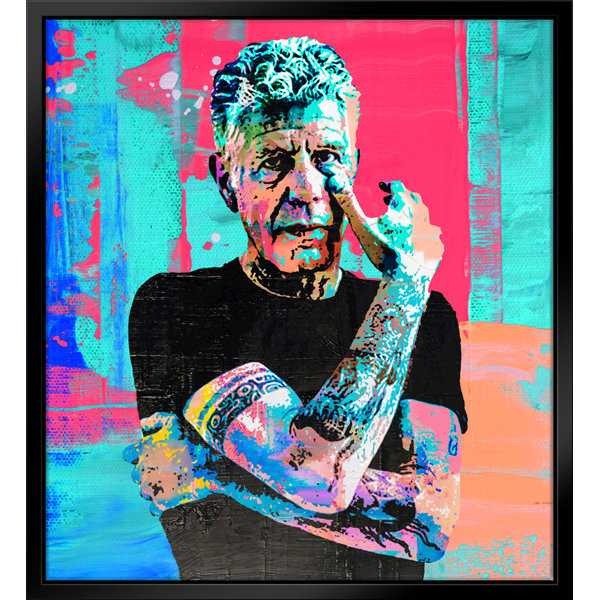 Anthony Bourdain Pop Art Giclee on Canvas with Float Frame Vertical